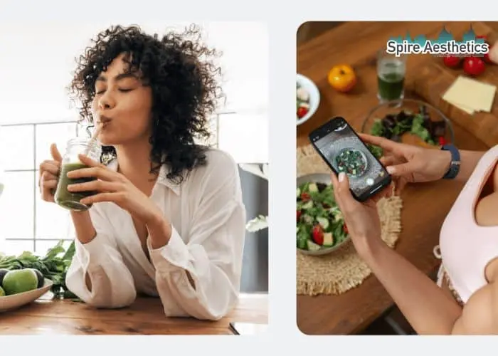 Image of woman looking into her diet and fat freezing Harwich to improve her health